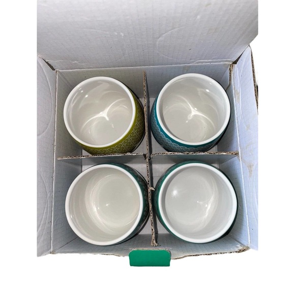 Steeped Tea Cove Collection Set 4 6.1 oz Teacups New Open Box Blue Green Cups - Picture 2 of 2